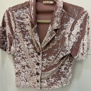 Marine Layer Velvet Button Down Shirt - Mauve
